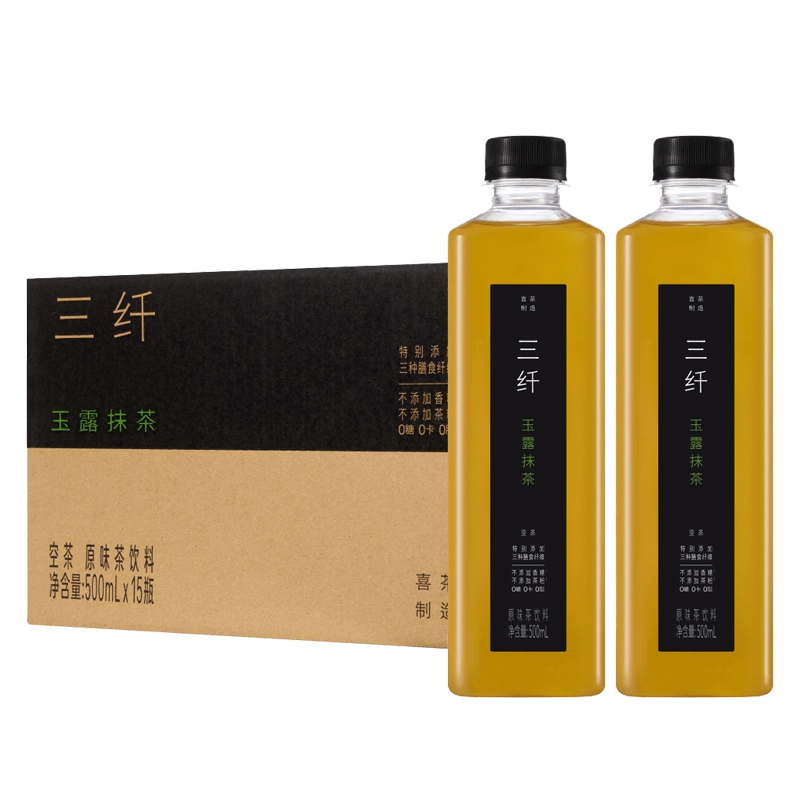 【喜茶】三纤 空茶 原味茶饮料 玉露抹茶 500ml*15