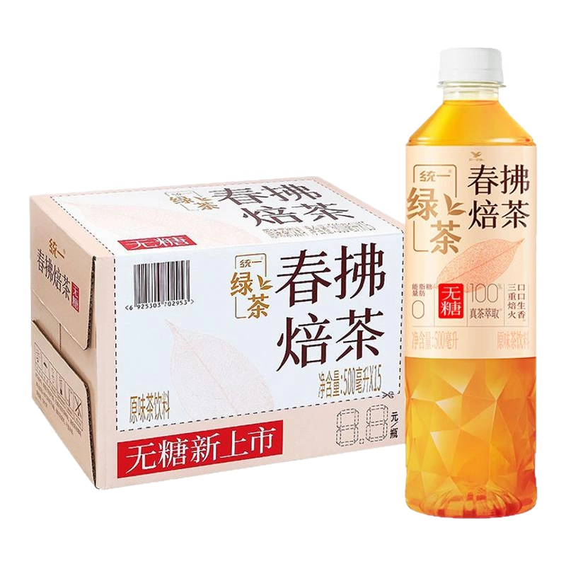【统一】无糖春拂焙茶 绿茶 500ml*15