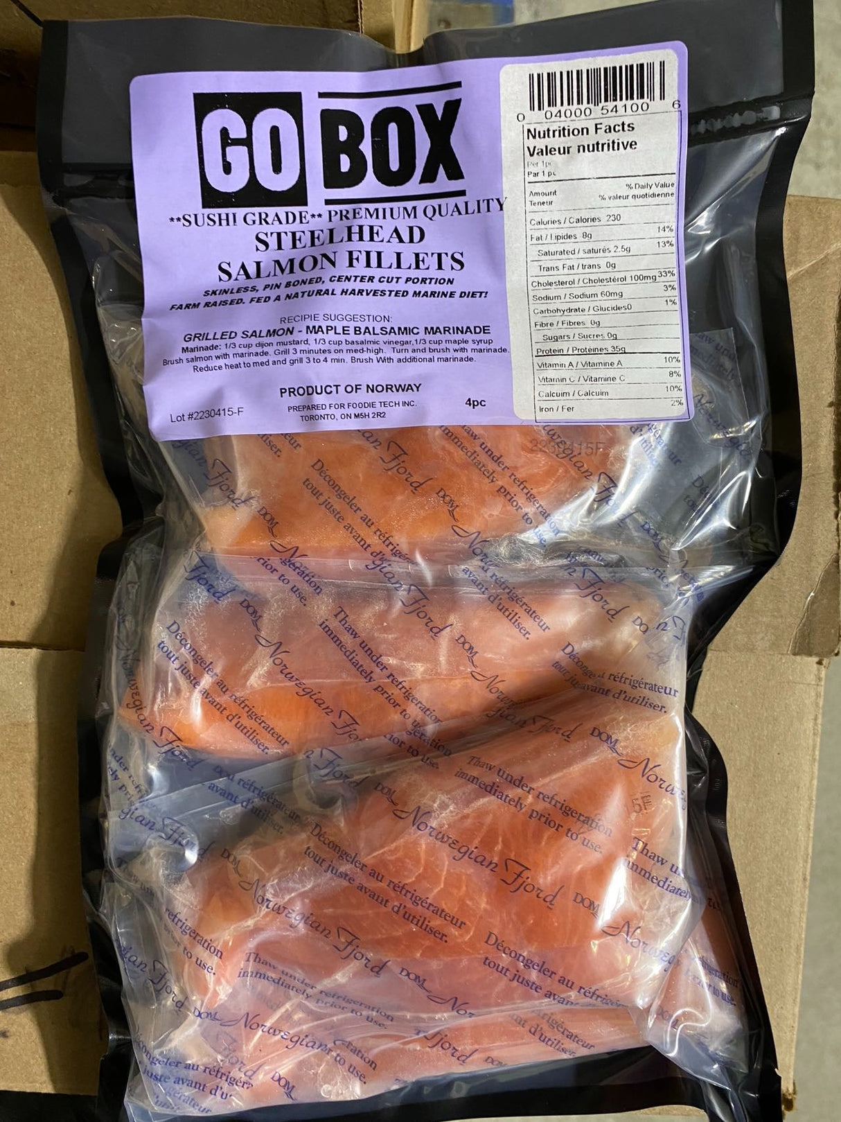 ❄️【GO BOX】寿司级挪威三文鱼 6oz*4
