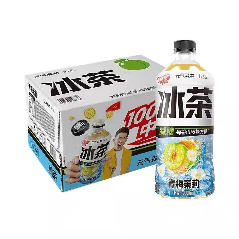 [Genki Forest] Iced Plum Jasmine Reduced Sugar Tea 900ml*12