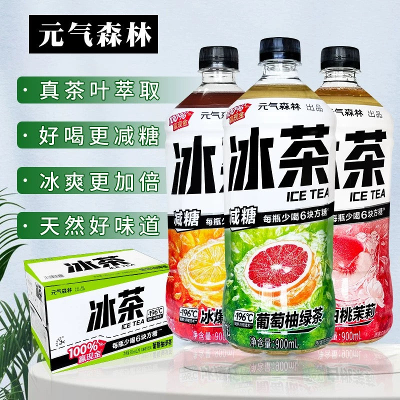 [Genki Forest] Iced Plum Jasmine Reduced Sugar Tea 900ml*12