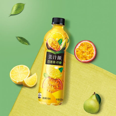 大特价【美汁源】百香果柠檬 复合果汁饮料 450ml*12