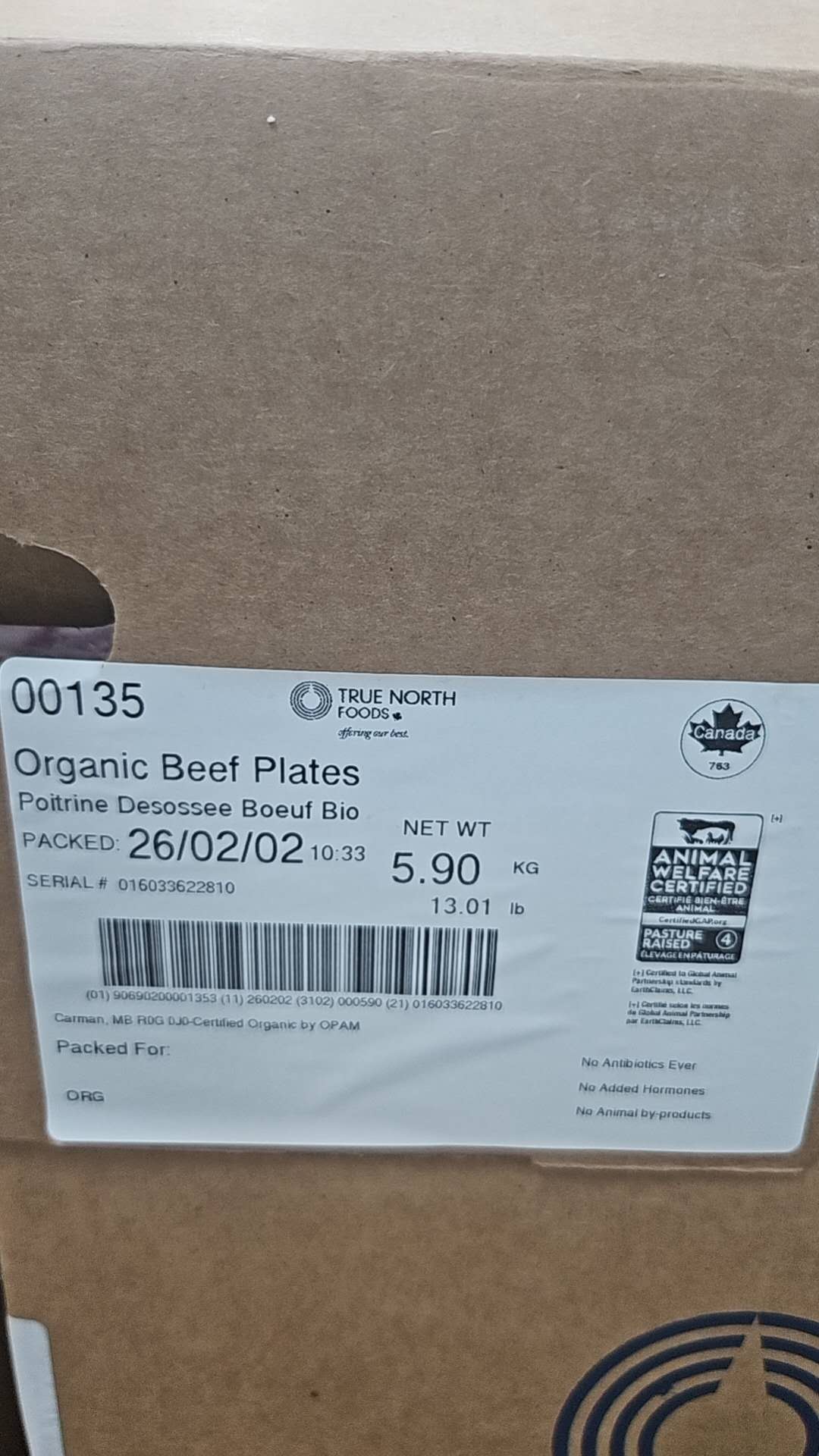 ❄️【CANADIAN BEEF】全自然五花肥牛卷 1盒4磅